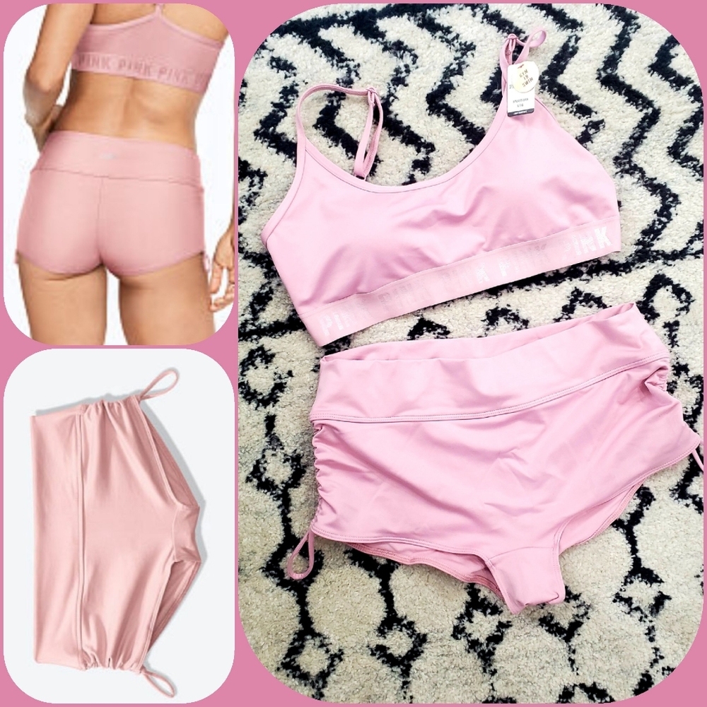 VS Chalk Rose Gym 2 Swim athletic set NWT
